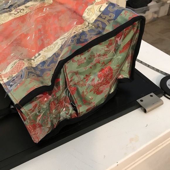 Huge Asian Jewel Tone Purse/Tote Chinoiserie Big Structured Plastic Outer Lining - Picture 16 of 16